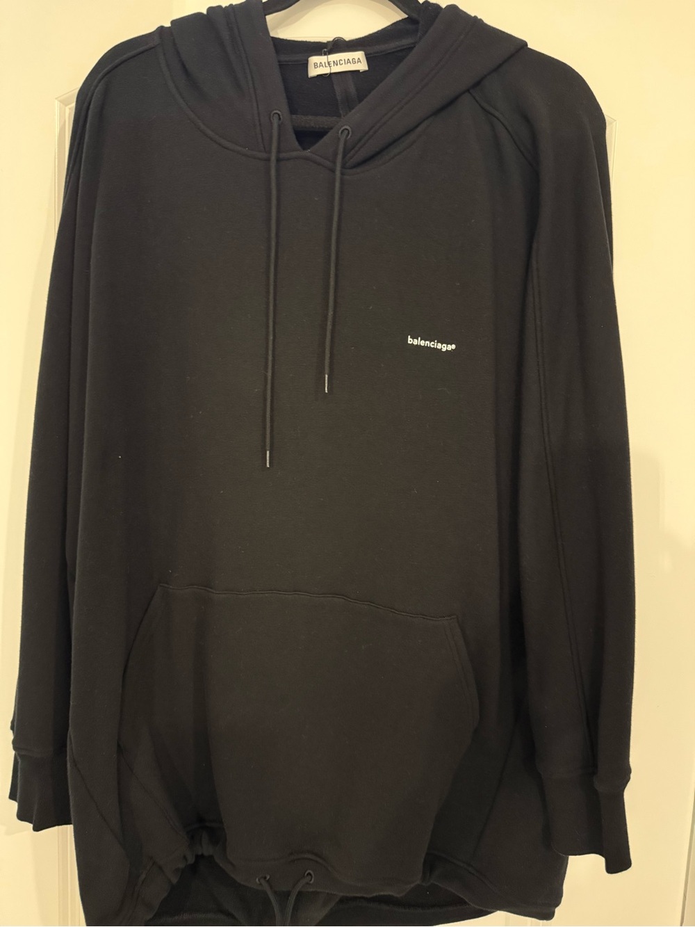 *NEW* Balenciaga Black Pullover Hoodie with Small White Logo